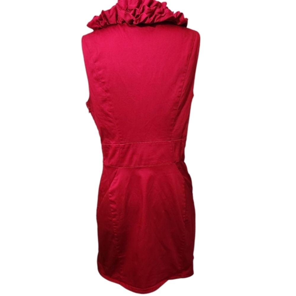 TED BAKER Red Ruffle Sleeveless Sheath Dress - Size 10 - Picture 9 of 14